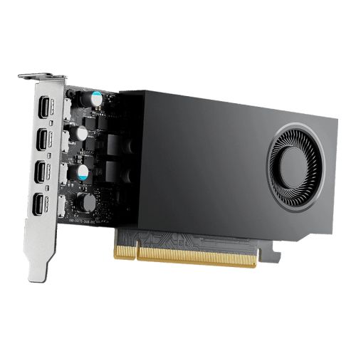 PNY RTXA400 Professional Graphics Card, 4GB DDR6, 4 miniDP 1.4 (4x DP adapters), 768 CUDA Cores, Low Profile (Bracket Included), Retail PNY RTXA400 Professional Graphics Card, 4GB DDR6, 4 miniDP 1.4 (4x DP adapters), 768 CUDA Cores, Low Profile (Bracket Included), Retail